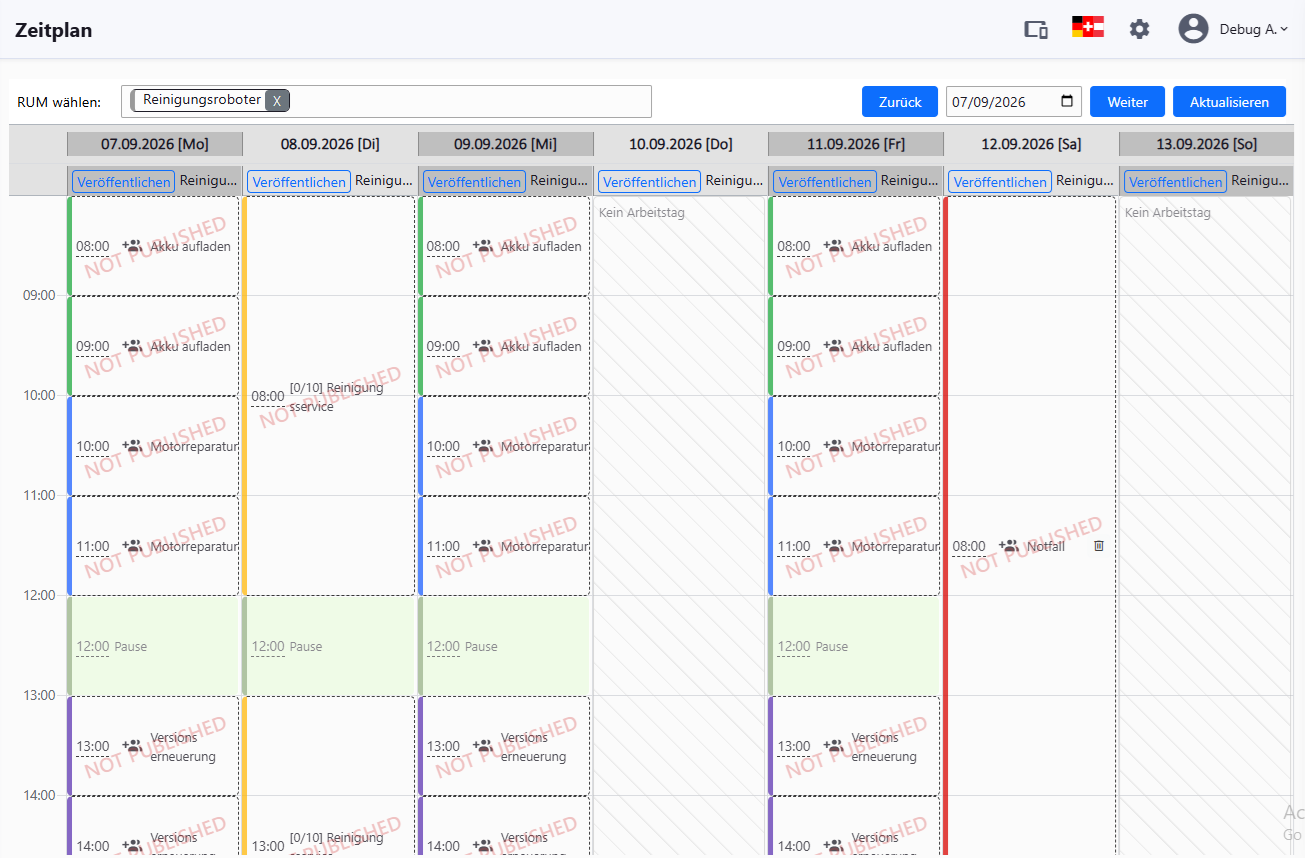 Fix_My_Day weekly timetable with appointment slots ready to publish